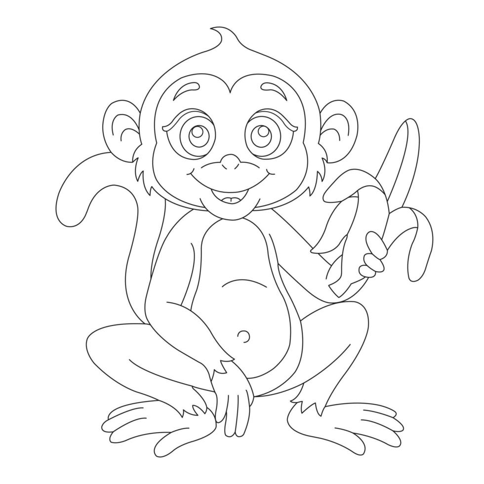 mignon petit singe coloriage pour enfants animal contour livre de coloriage dessin animé illustration vectorielle vecteur