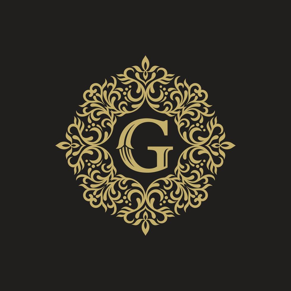 modèle de logo de cercle de luxe héraldique floral en image vectorielle pour restaurant, royauté, boutique, café, hôtel, bijoux, mode et autres illustrations vectorielles vecteur