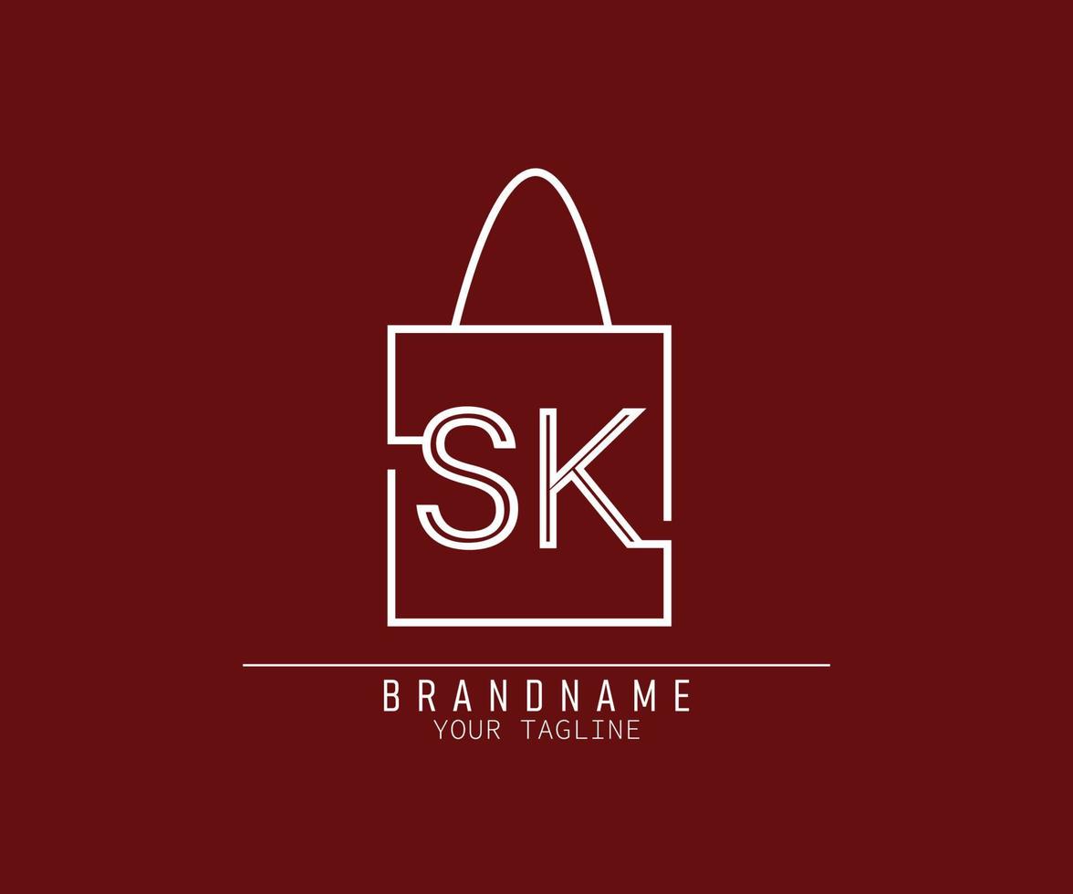 logo de sac en papier initial avec la lettre sk vecteur