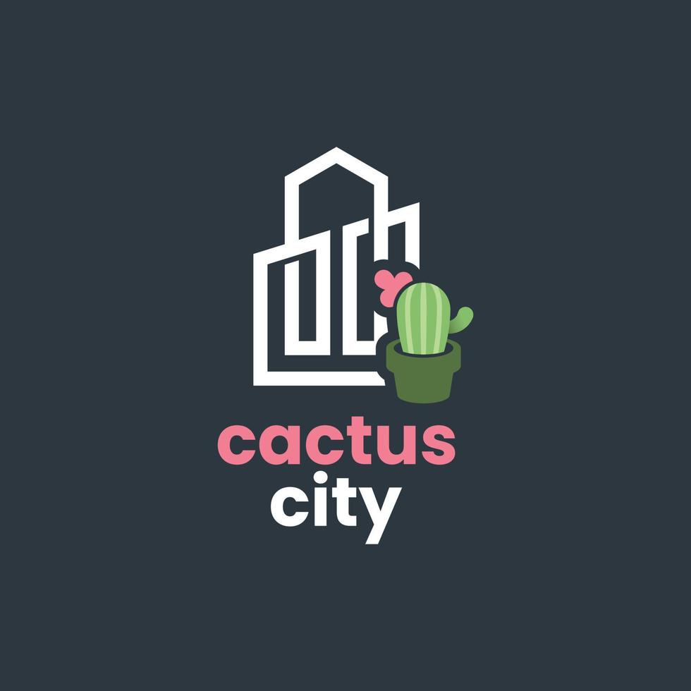 logo de cactus de la ville vecteur