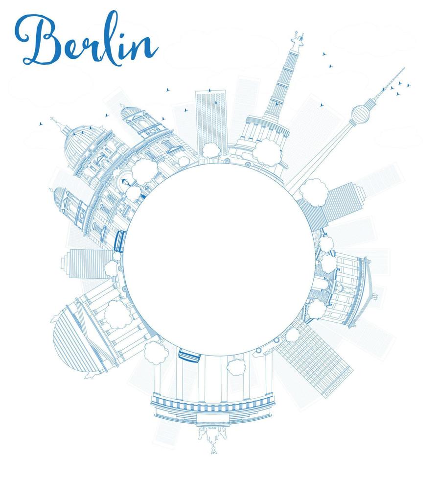 horizon de berlin avec bâtiment bleu et espace de copie vecteur