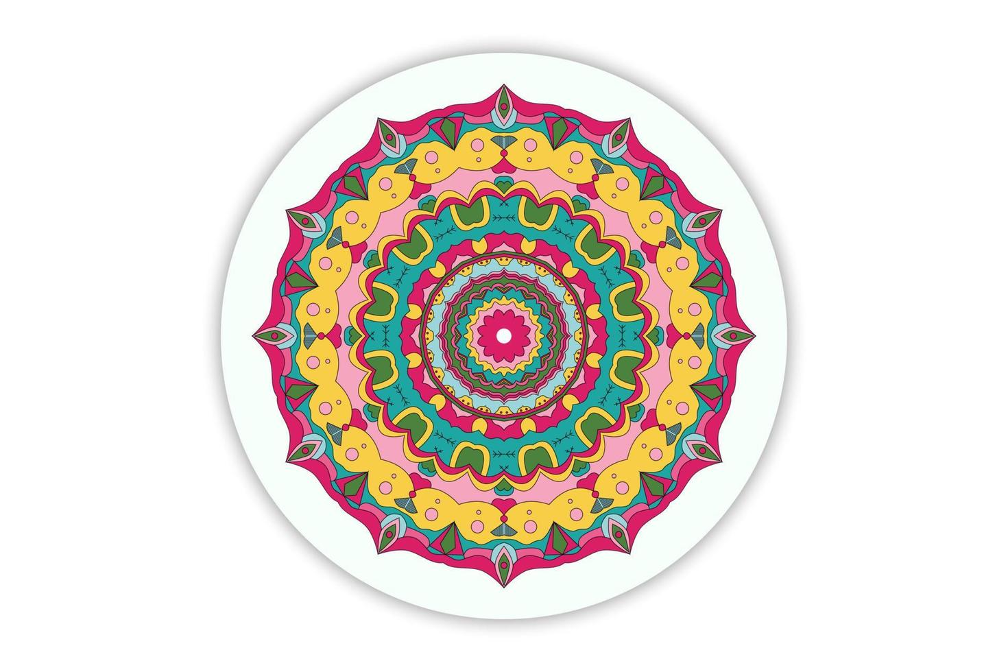 motif de couleur mandala design décoratif arrière-plan ligne dessinée à la main noire et colorée. illustration vectorielle vecteur