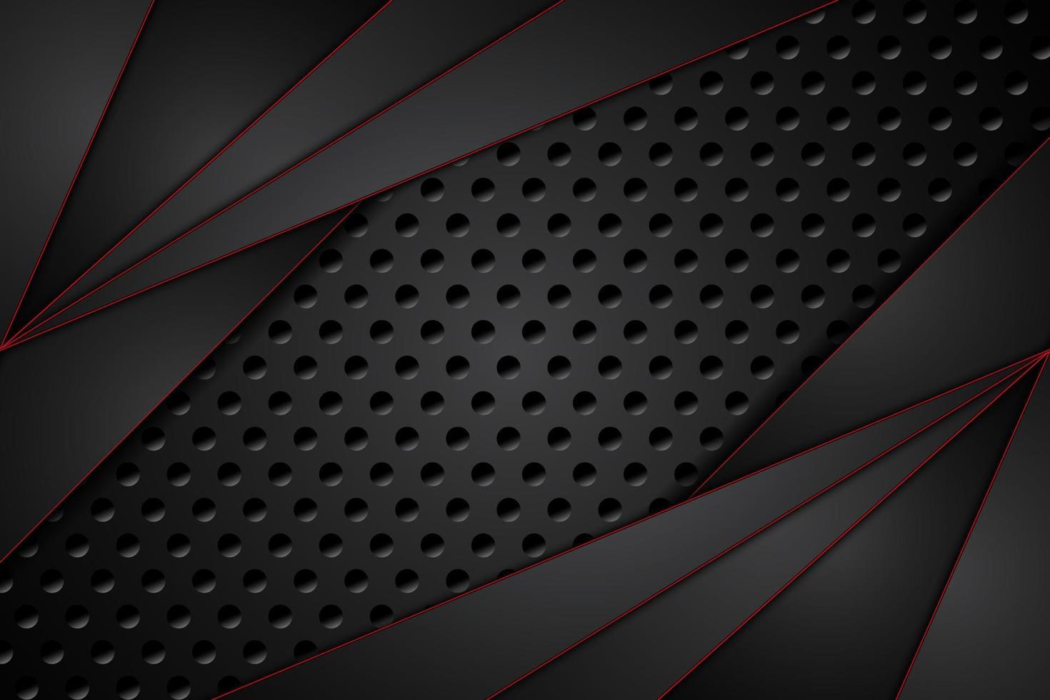 plaque de métal rayures noires et rouges contrastées sur maille d'acier. arrière-plan de conception de technologie moderne de modèle. illustration vectorielle vecteur