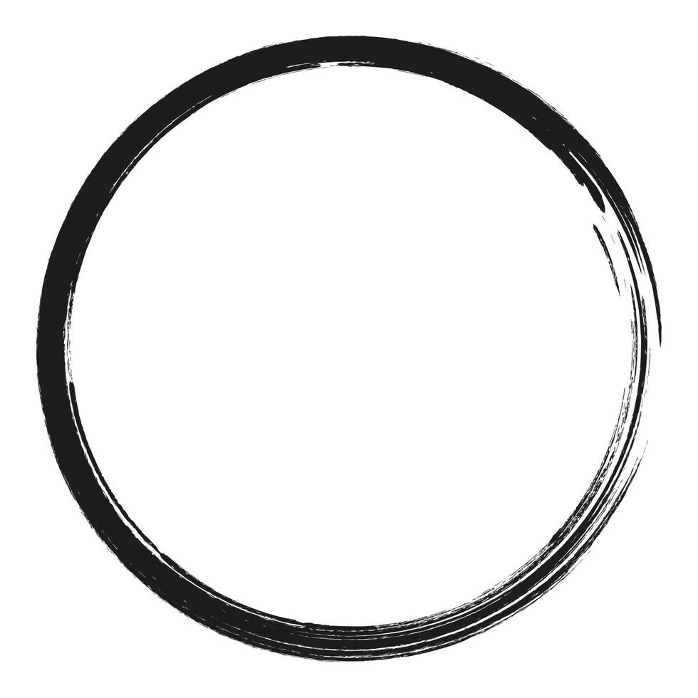 cercles de coups de pinceau de vecteur de peinture sur fond blanc. cercle de pinceau dessiné à la main à l'encre. logo, illustration vectorielle d'élément de conception d'étiquette. cercle abstrait. Cadre.