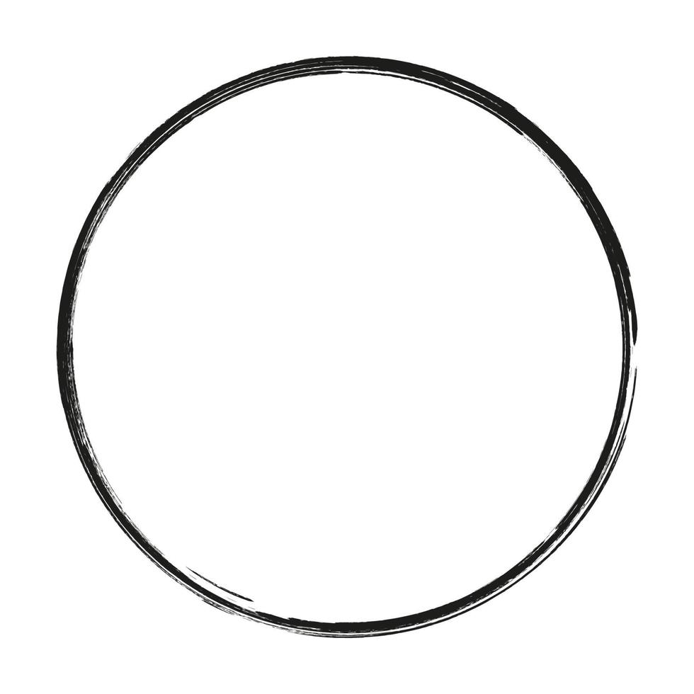 cercles de coups de pinceau de vecteur de peinture sur fond blanc. cercle de pinceau dessiné à la main à l'encre. logo, illustration vectorielle d'élément de conception d'étiquette. cercle abstrait. Cadre.