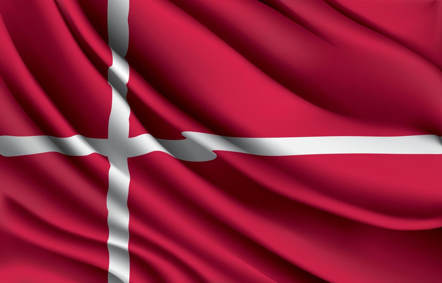 drapeau national du danemark agitant une illustration vectorielle réaliste vecteur