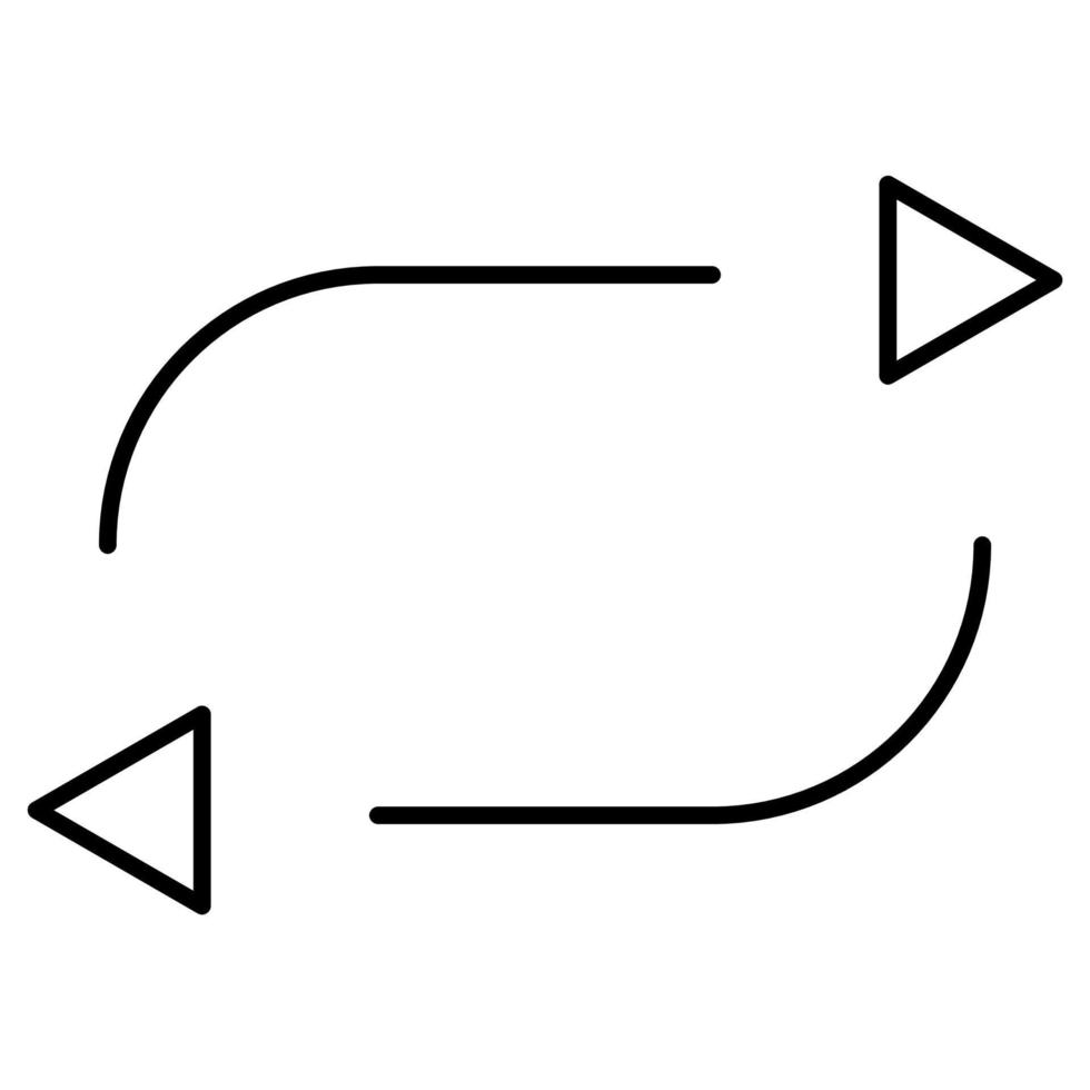 icône de débit de répétition ou de retour, pivot d'échange, interrupteur ovale, symbole de ligne mince sur fond blanc. illustration vectorielle. vecteur