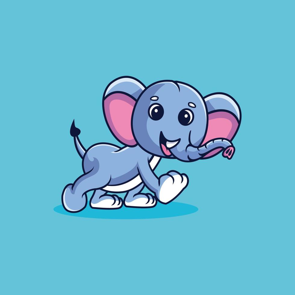 mignon éléphant mascotte illustration dessin animé vecteur premium