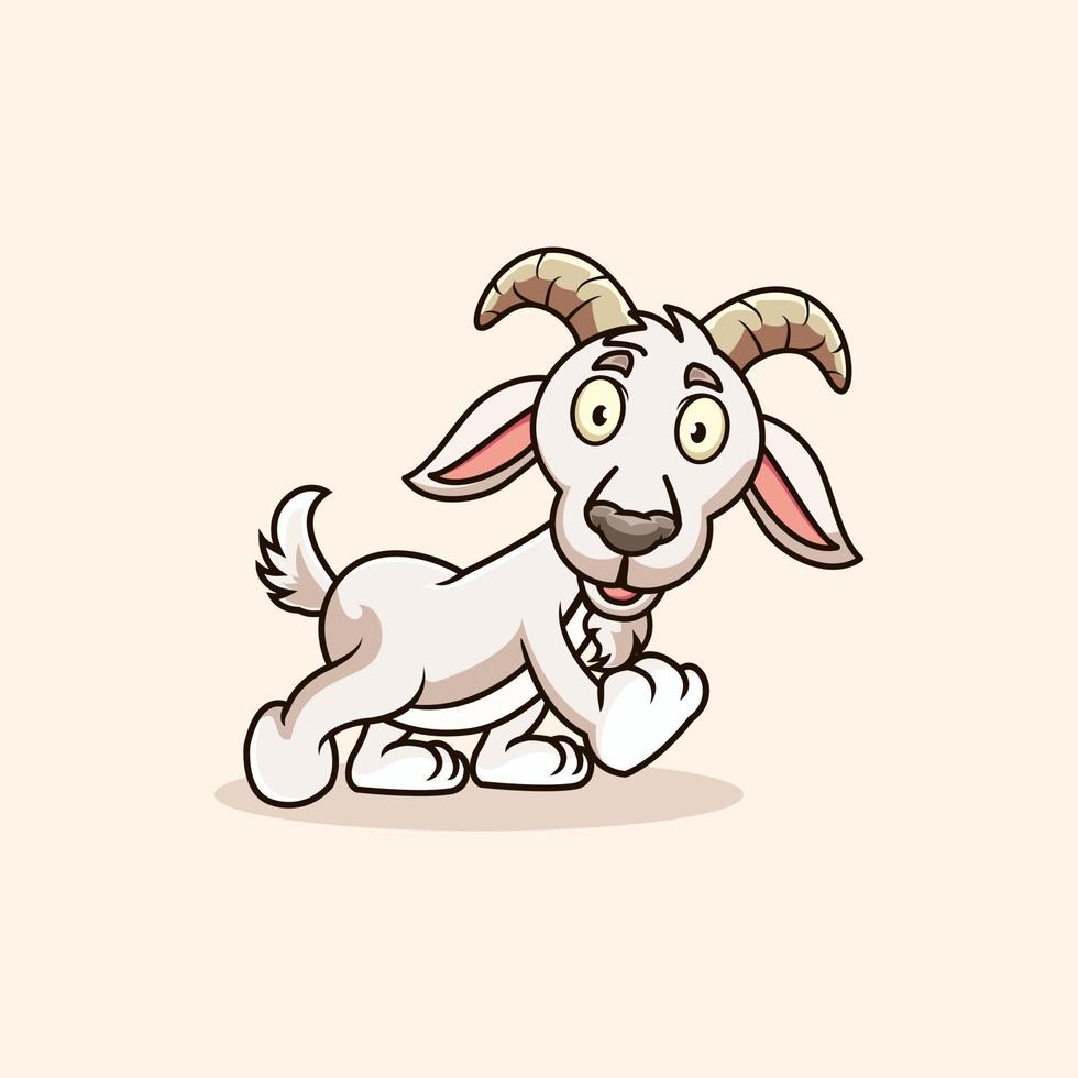 mignon chèvre mascotte illustration dessin animé vecteur premium