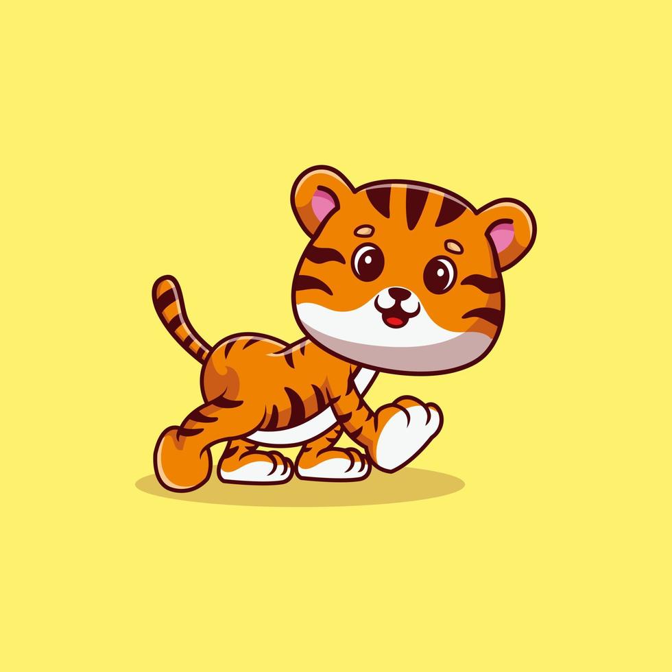mignon tigre mascotte illustration dessin animé vecteur premium