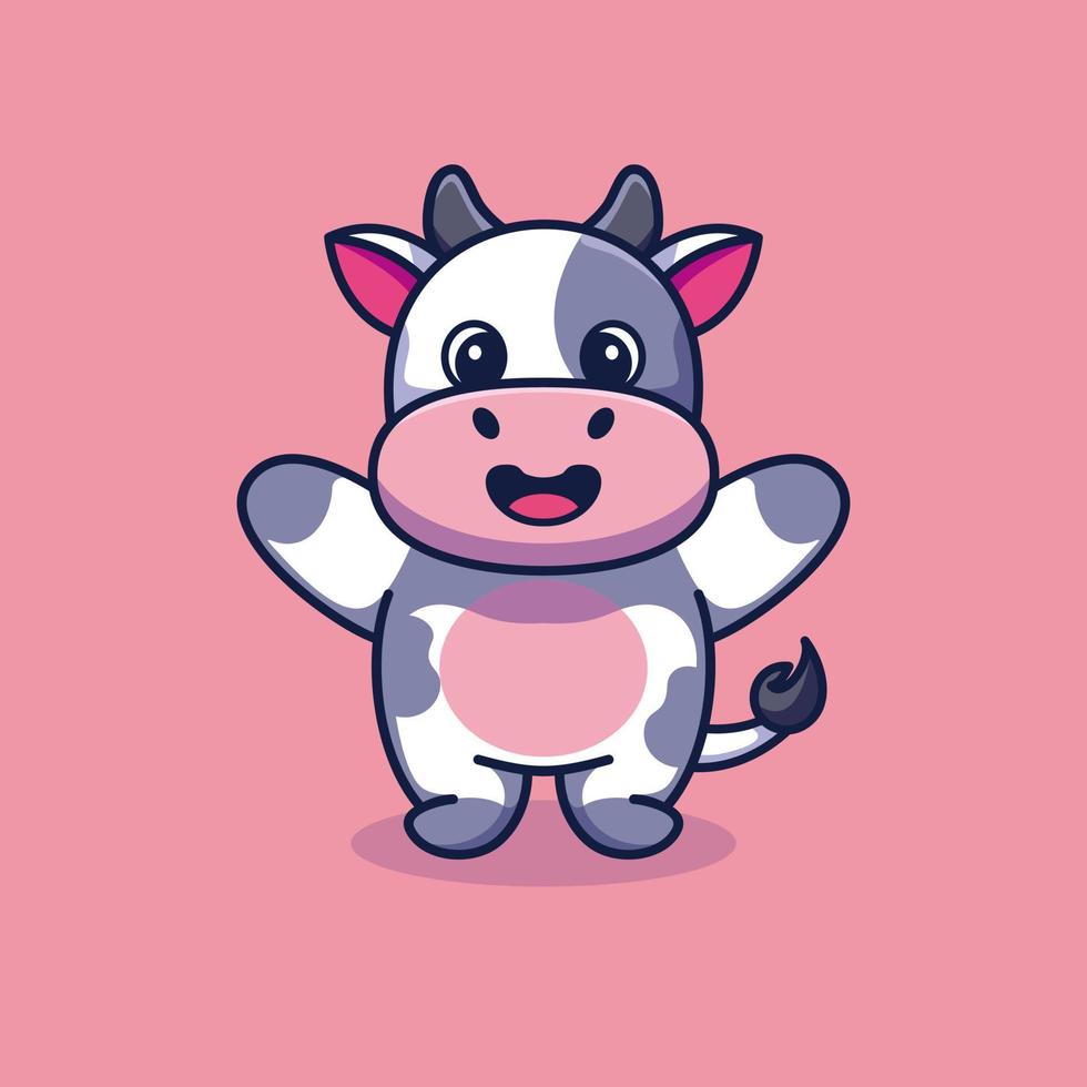 mignon vache mascotte illustration dessin animé vecteur premium