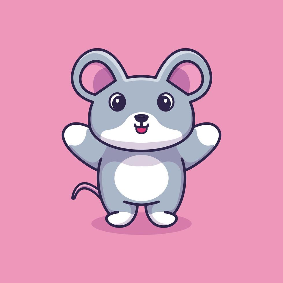 mignon souris mascotte illustration dessin animé vecteur premium