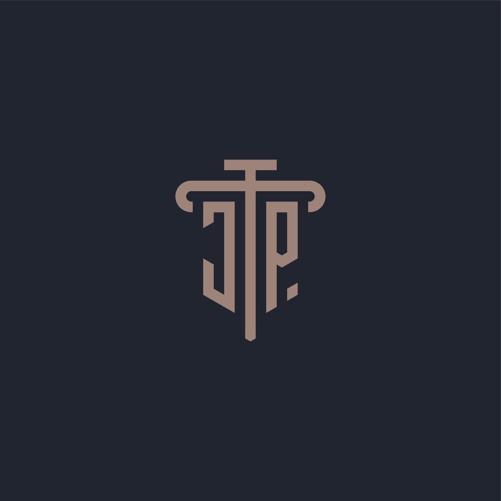 monogramme de logo initial jp avec vecteur de conception d'icône de pilier