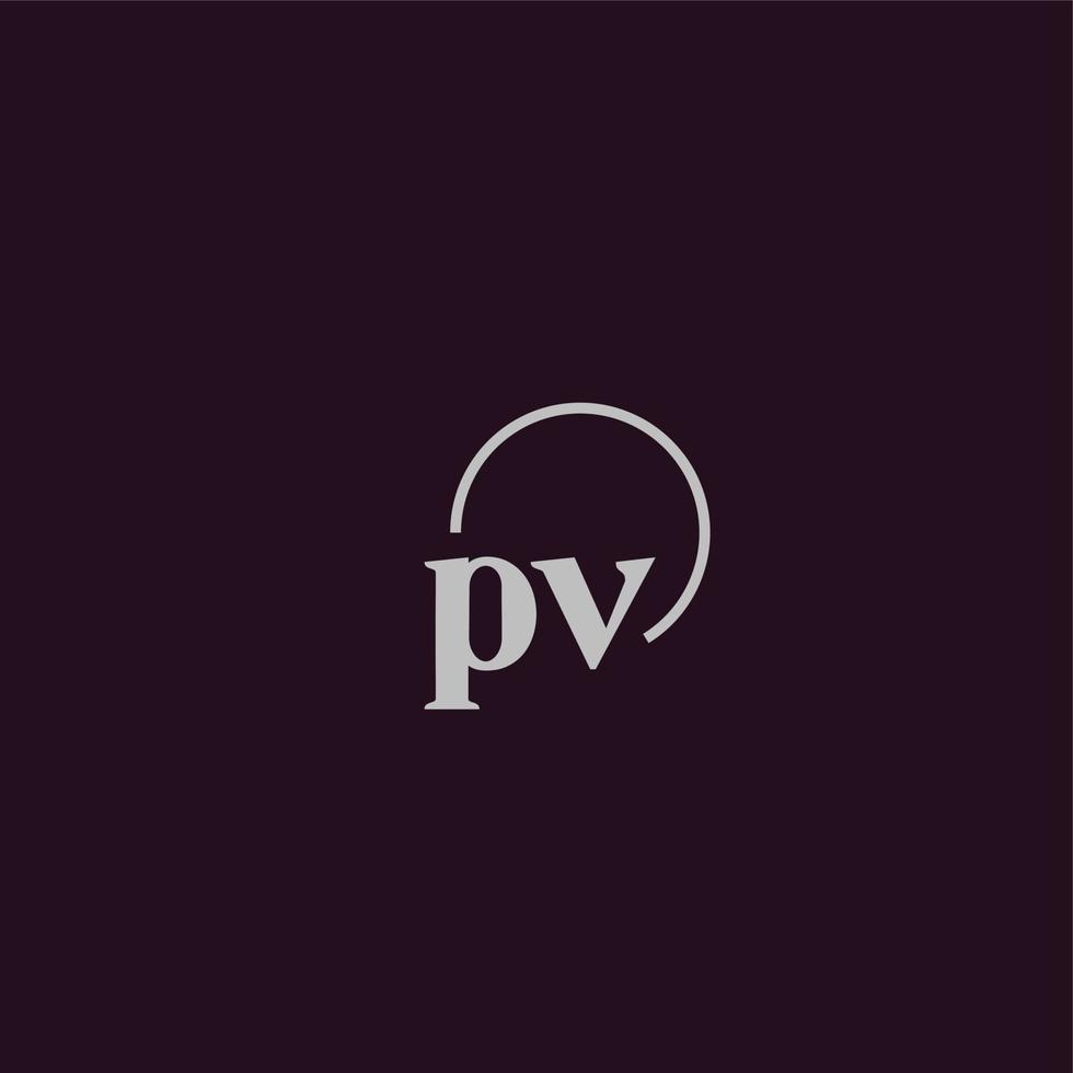 monogramme logo pv initiales vecteur