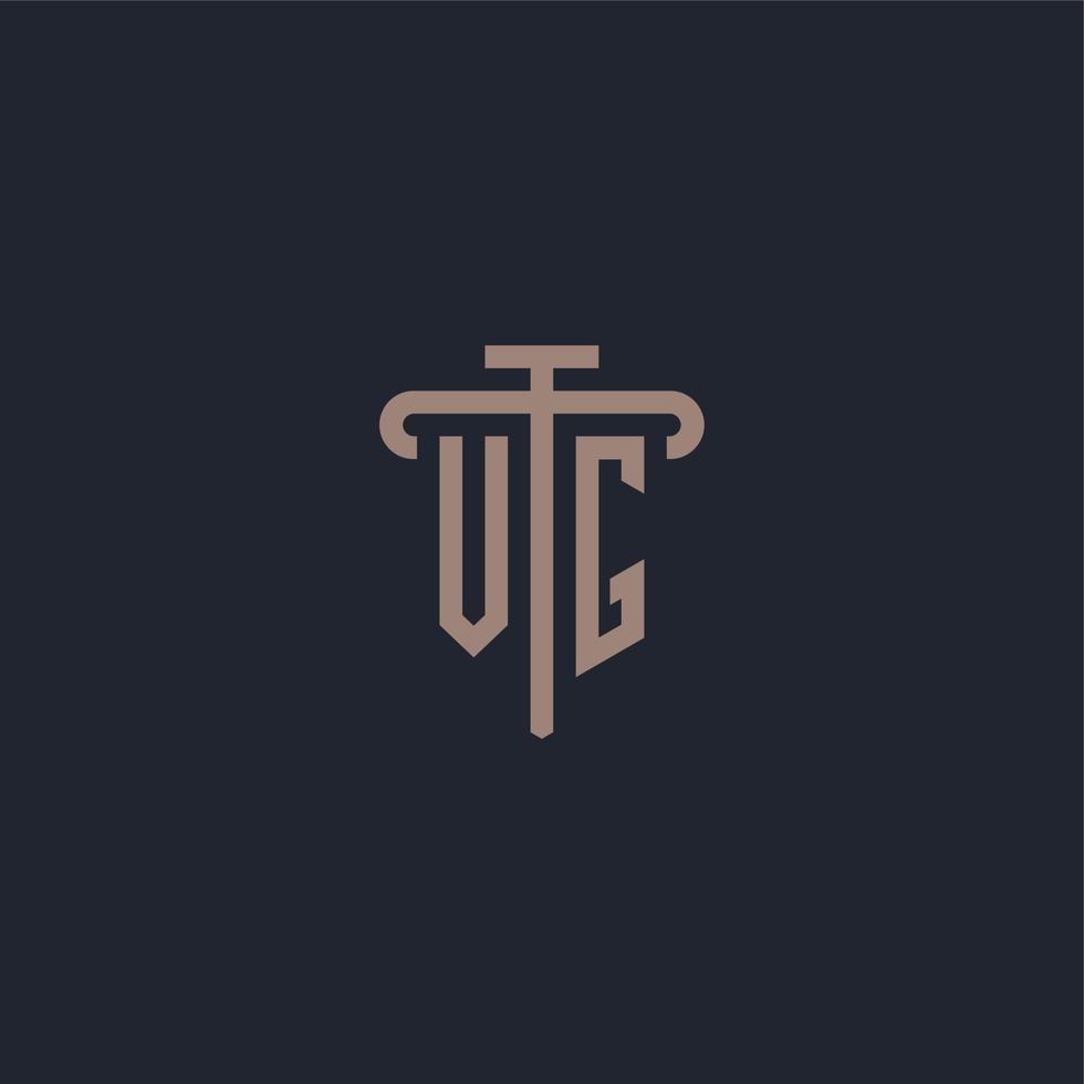 vg monogramme de logo initial avec vecteur de conception d'icône de pilier