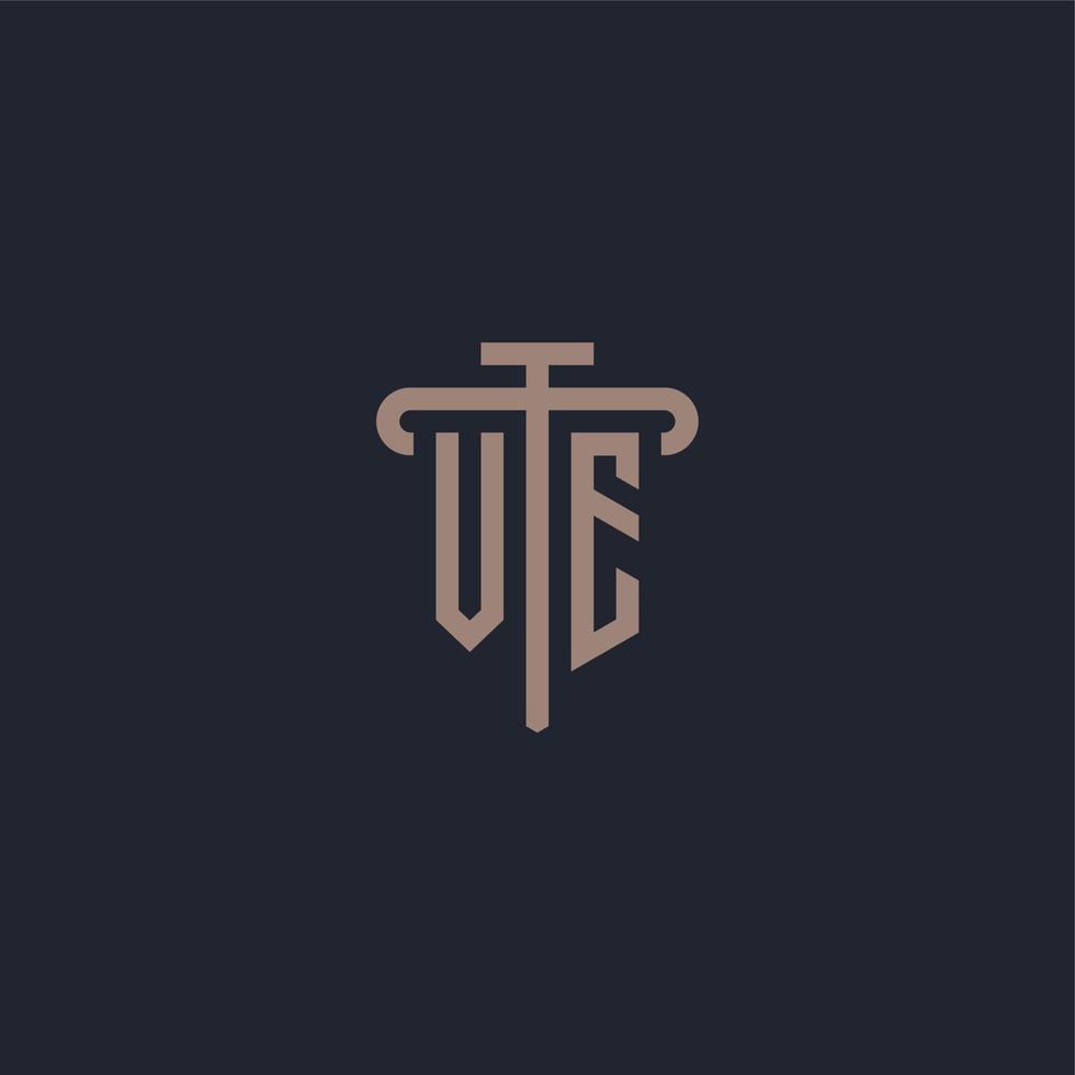 ve monogramme de logo initial avec vecteur de conception d'icône de pilier