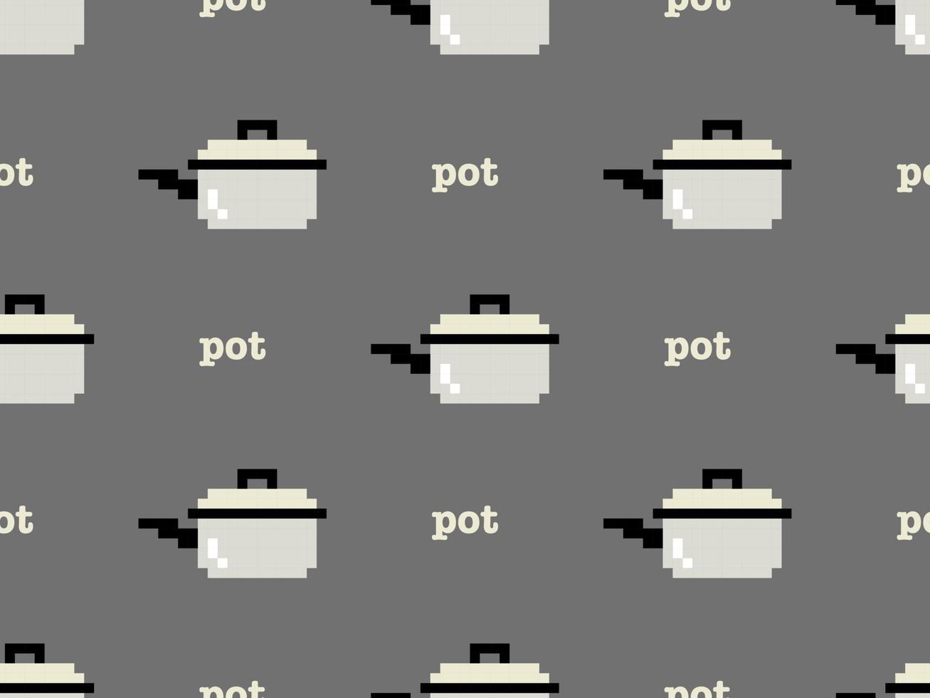 modèle sans couture de personnage de dessin animé de pot sur fond gris. style pixel.. vecteur