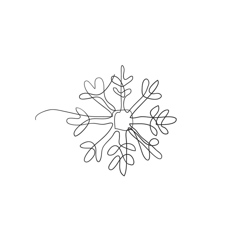 dessin au trait continu vecteur d'illustration de flocons de neige