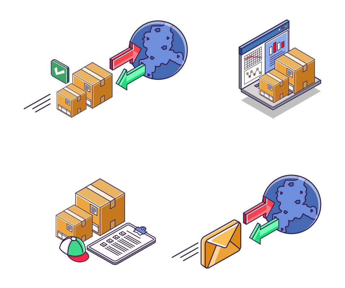 jeu d'icônes pour les affaires de logistique de marchandises et de fret vecteur