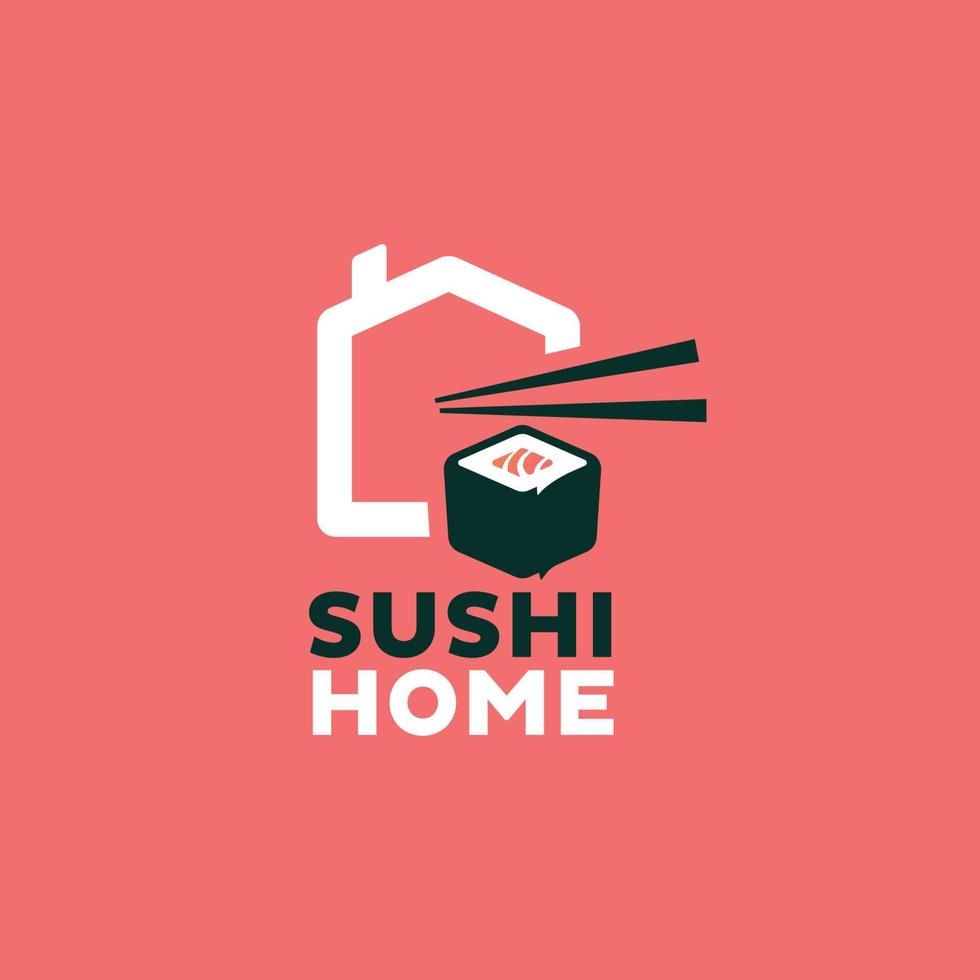 logo de sushi à la maison vecteur