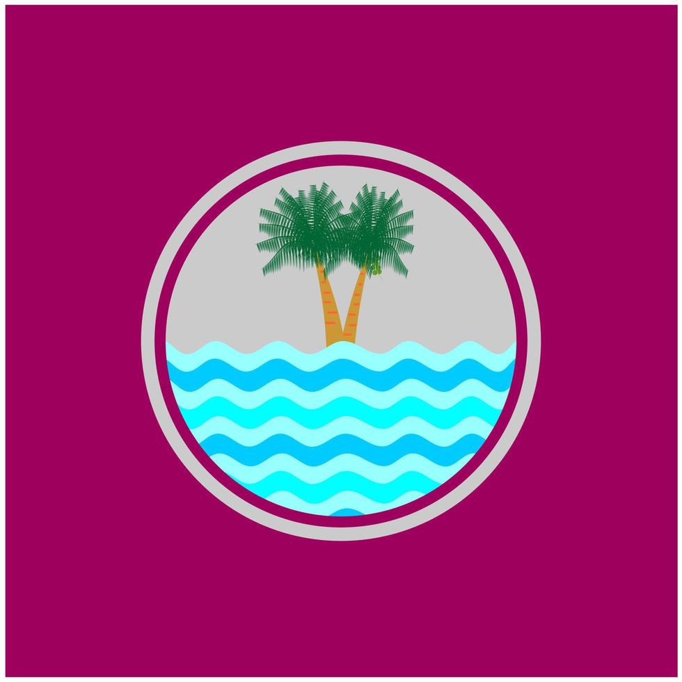 inspiration de logo de plage, avec un design de palmier sur l'eau. aux textures colorées vecteur