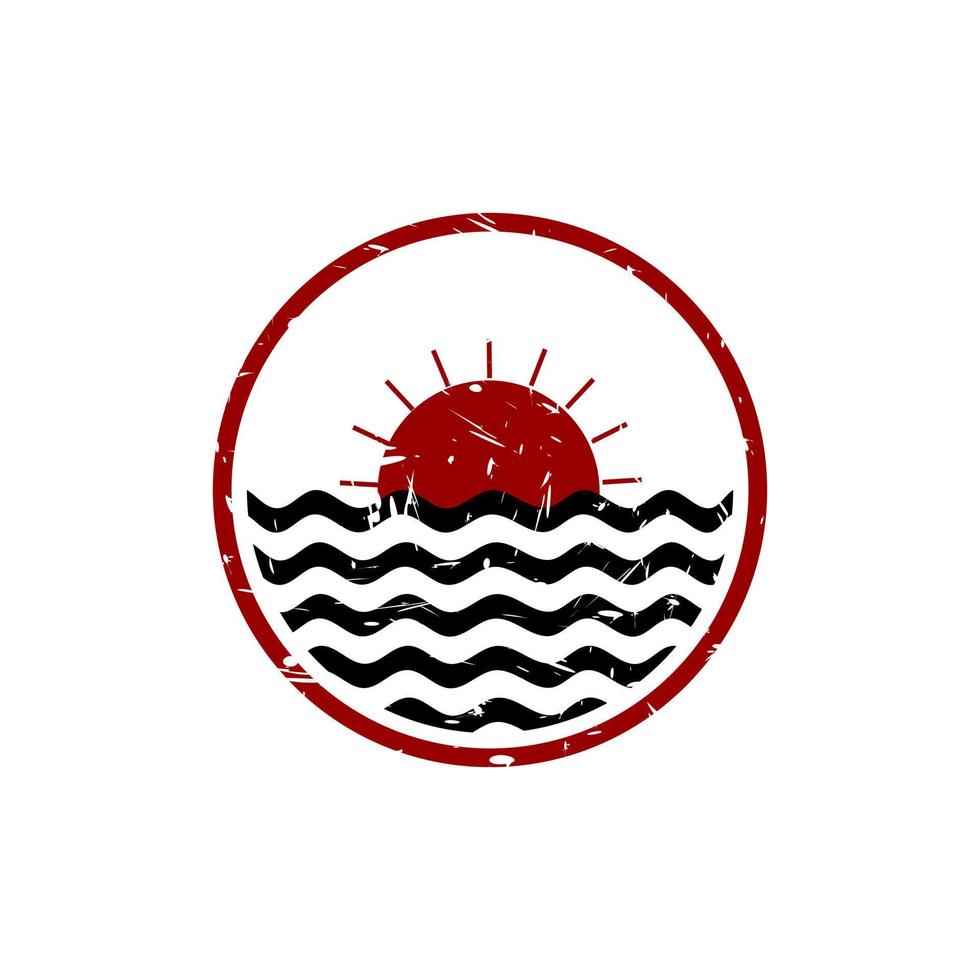 inspiration abstraite du logo de la nature, avec un design soleil sur l'eau. avec une texture noire et rouge. vecteur