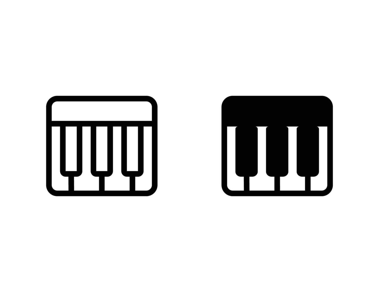 icône de piano. icône de contour et icône solide vecteur