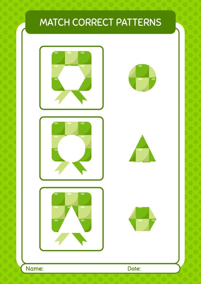 match pattern game avec ketupat. feuille de travail pour les enfants d'âge préscolaire, feuille d'activité pour enfants vecteur