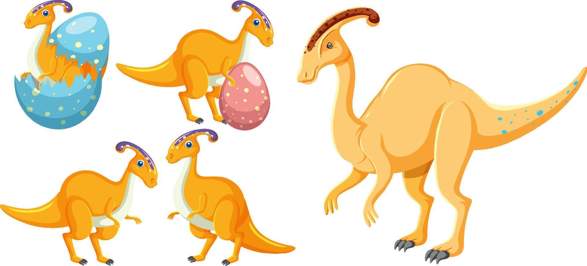 personnages de dessins animés de dinosaures mignons isolés vecteur