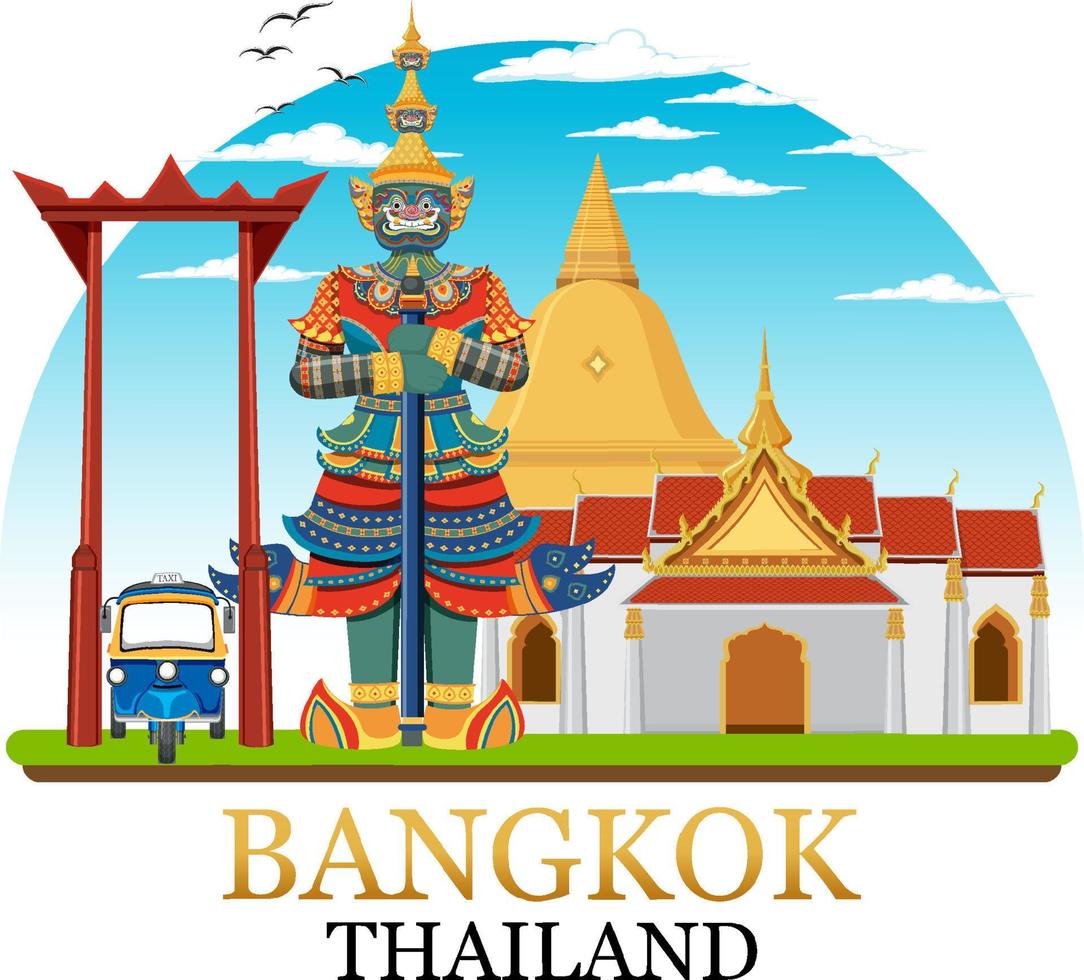 bannière de logo de point de repère de bangkok thaïlande vecteur