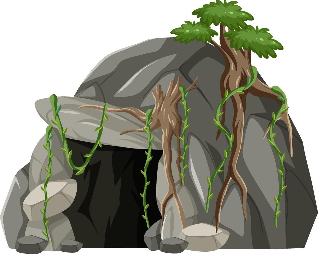 une grotte de pierre avec une liane vecteur