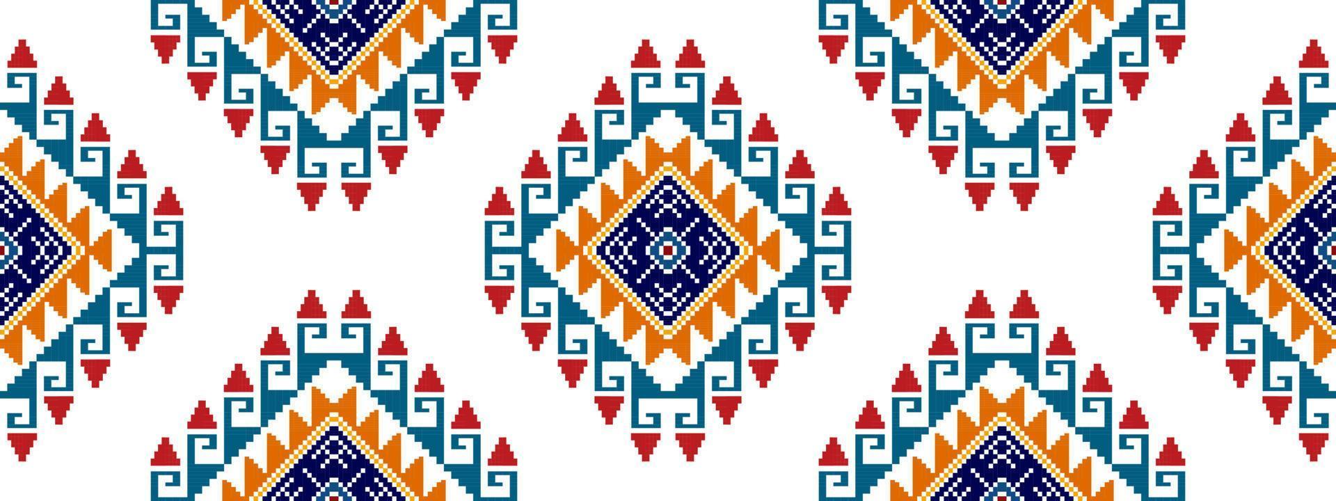 conception de modèle ethnique sans couture ikat. tapis en tissu aztèque ornements de mandala décorations textiles papier peint. tribal boho natif ethnique turquie broderie traditionnelle vecteur fond