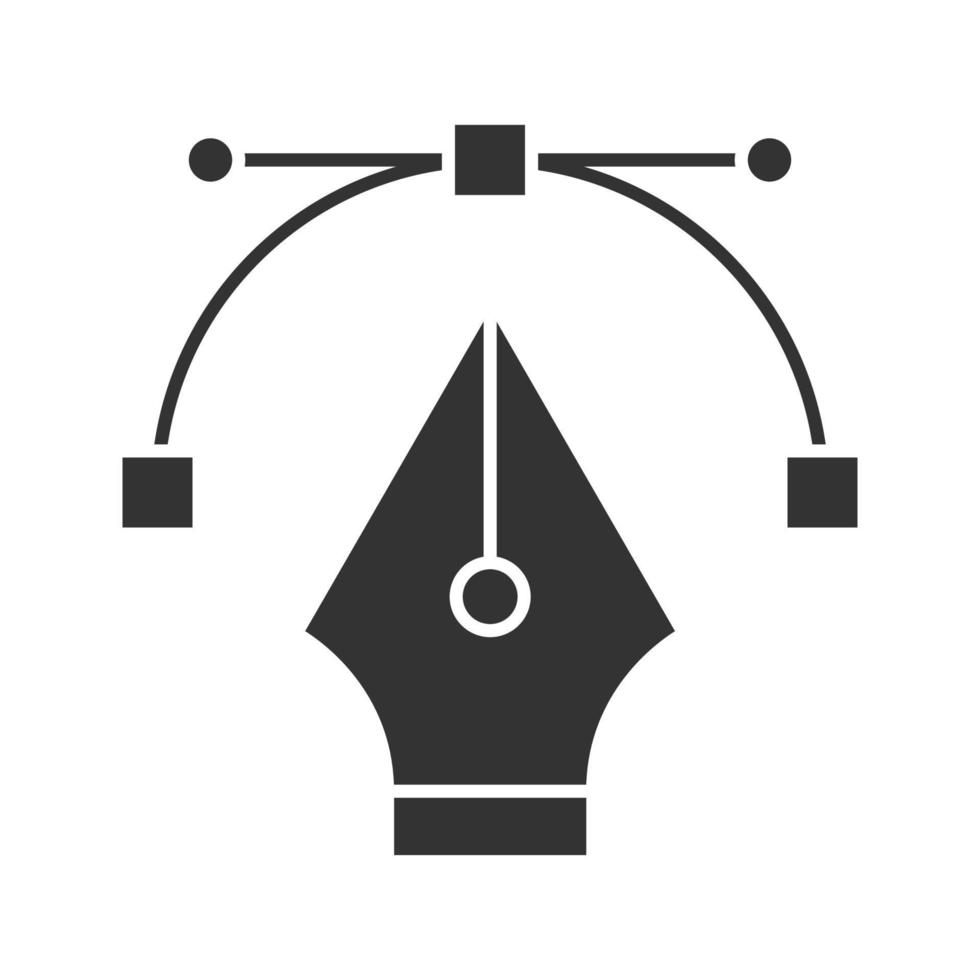 icône de glyphe de plume de stylo plume. symbole de la silhouette. outil stylo informatique. dessin. espace négatif. illustration vectorielle isolée vecteur