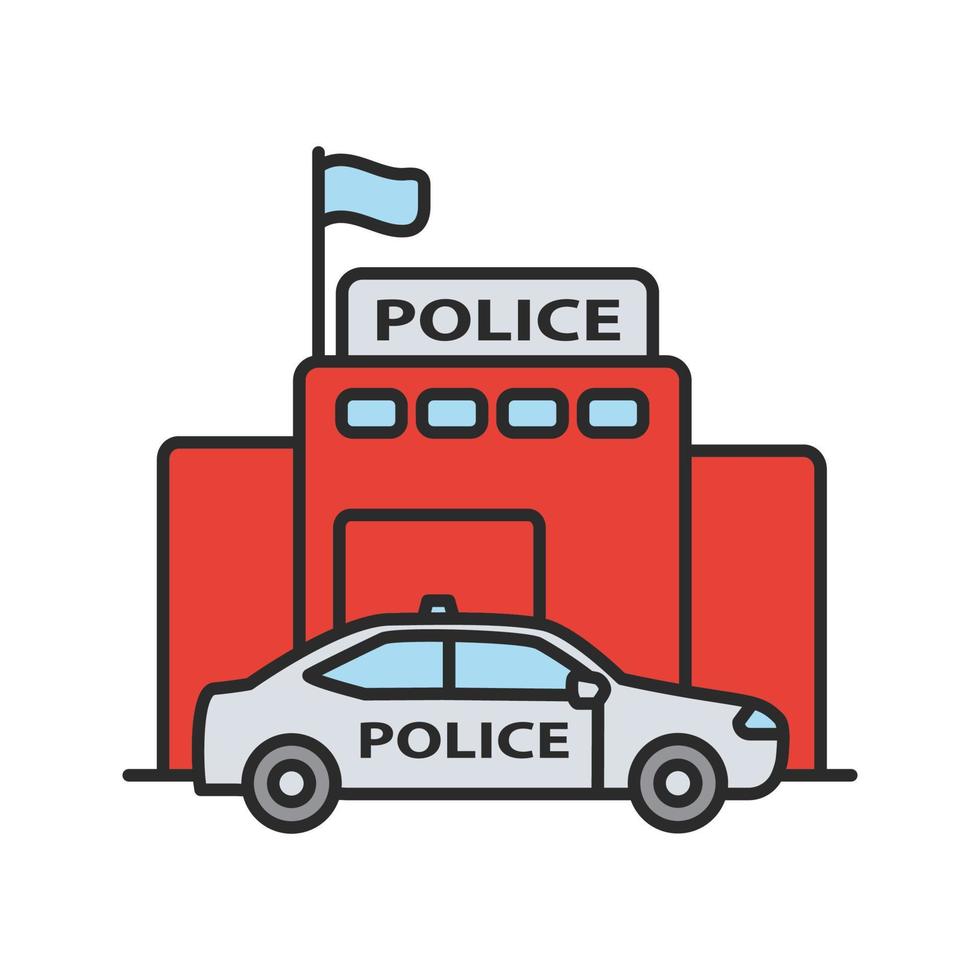 icône de couleur du bâtiment du service de police. illustration vectorielle isolée vecteur