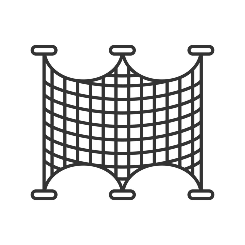 icône linéaire de filets de pêche. illustration de la ligne mince. matériel de pêche à la ligne. symbole de contour. dessin de contour isolé de vecteur