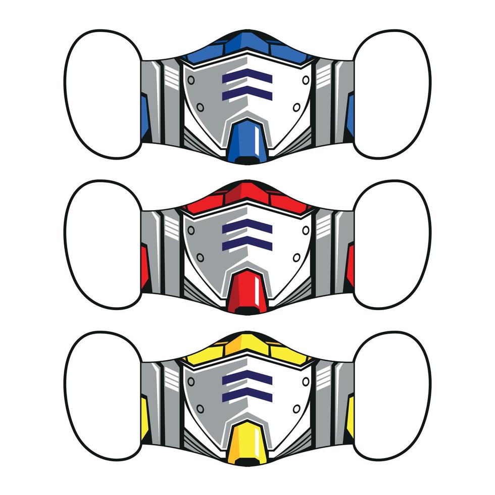 ensemble de masques réutilisables avec visage de robot vecteur