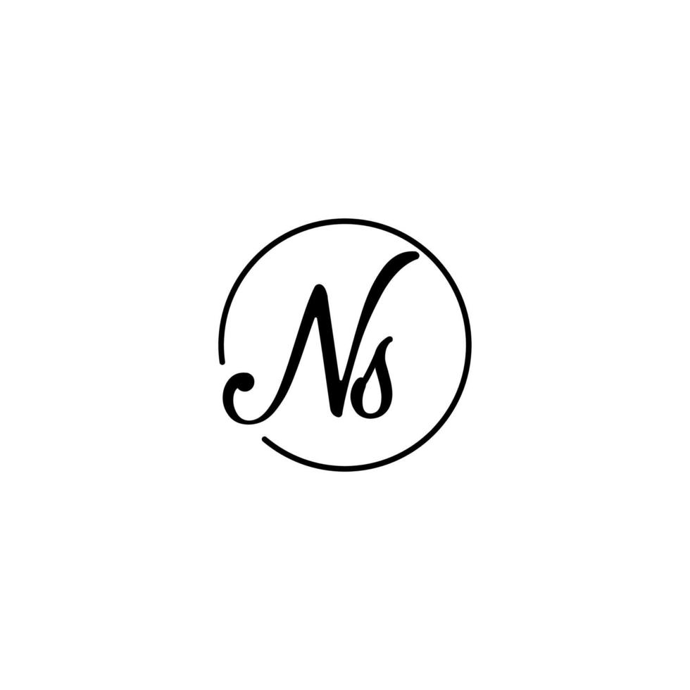 ns cercle logo initial meilleur pour la beauté et la mode dans un concept féminin audacieux vecteur