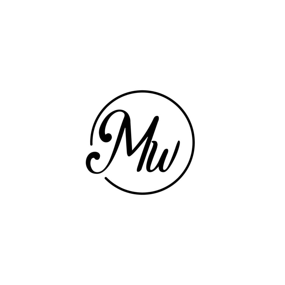 logo initial du cercle mw idéal pour la beauté et la mode dans un concept féminin audacieux vecteur