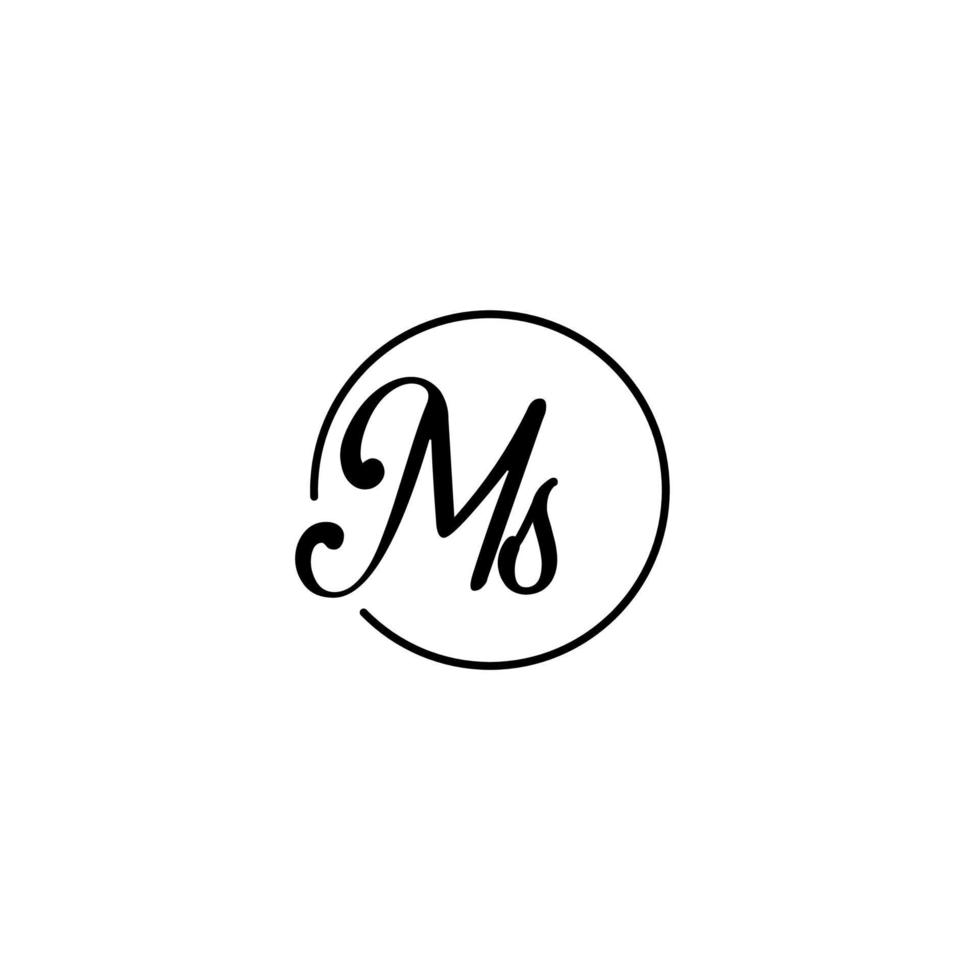 ms cercle logo initial meilleur pour la beauté et la mode dans un concept féminin audacieux vecteur