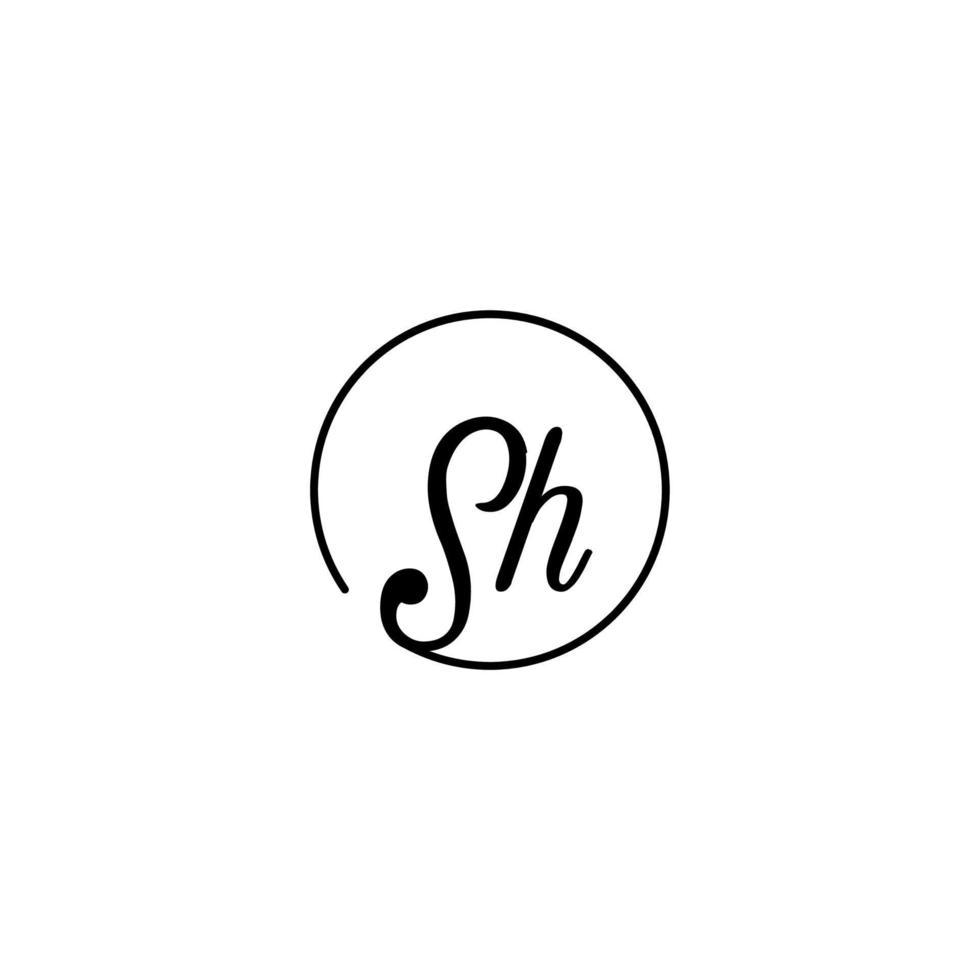 sh cercle logo initial meilleur pour la beauté et la mode dans un concept féminin audacieux vecteur