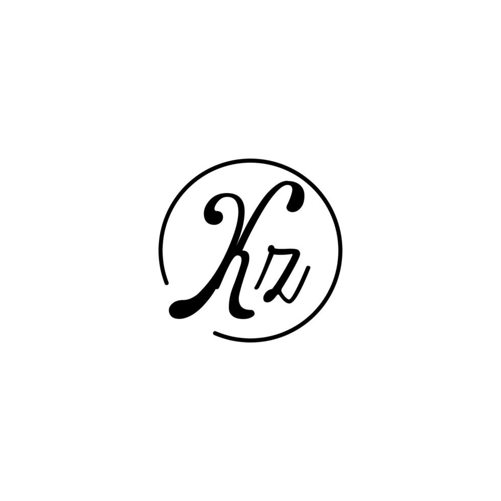 logo initial du cercle kz idéal pour la beauté et la mode dans un concept féminin audacieux vecteur