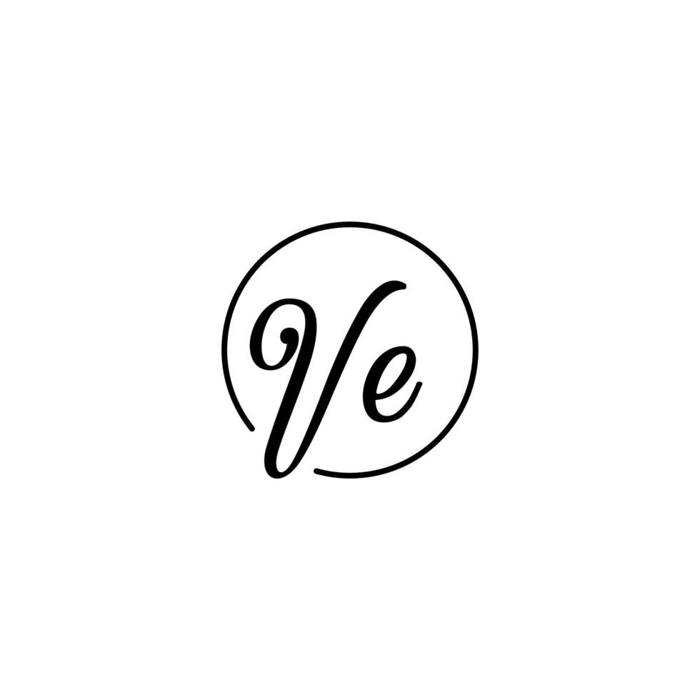 ve cercle logo initial meilleur pour la beauté et la mode dans un concept féminin audacieux vecteur