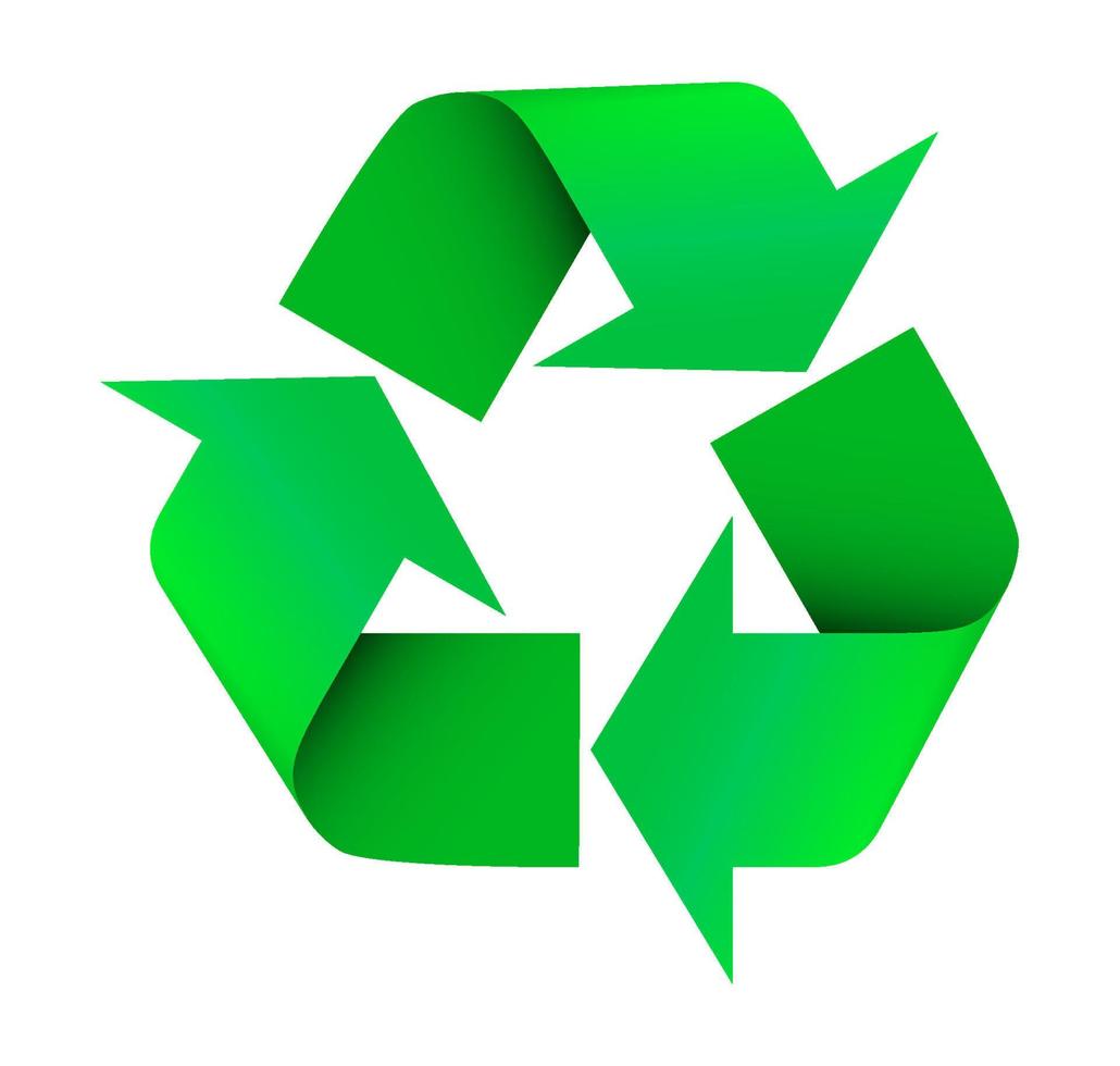panneau vert pour le recyclage des ordures, matières premières utilisées. prendre soin de l'environnement. vecteur dans un style réaliste