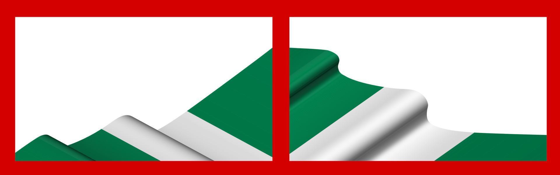 arrière-plan, modèle de conception festive. drapeau du nigéria agitant au vent. vecteur réaliste sur fond rouge