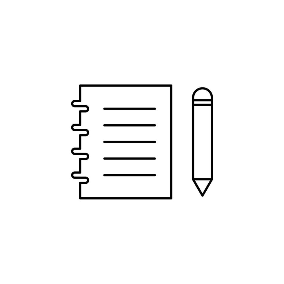 notes, bloc-notes, bloc-notes, mémo, journal, modèle de logo d'illustration vectorielle d'icône de fine ligne de papier. adapté à de nombreuses fins. vecteur