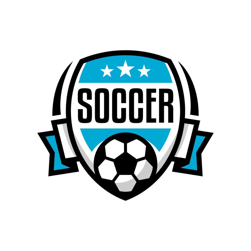 insigne de logo de football avec une illustration de ballon de football. modèle vectoriel de logo d'équipe sportive.