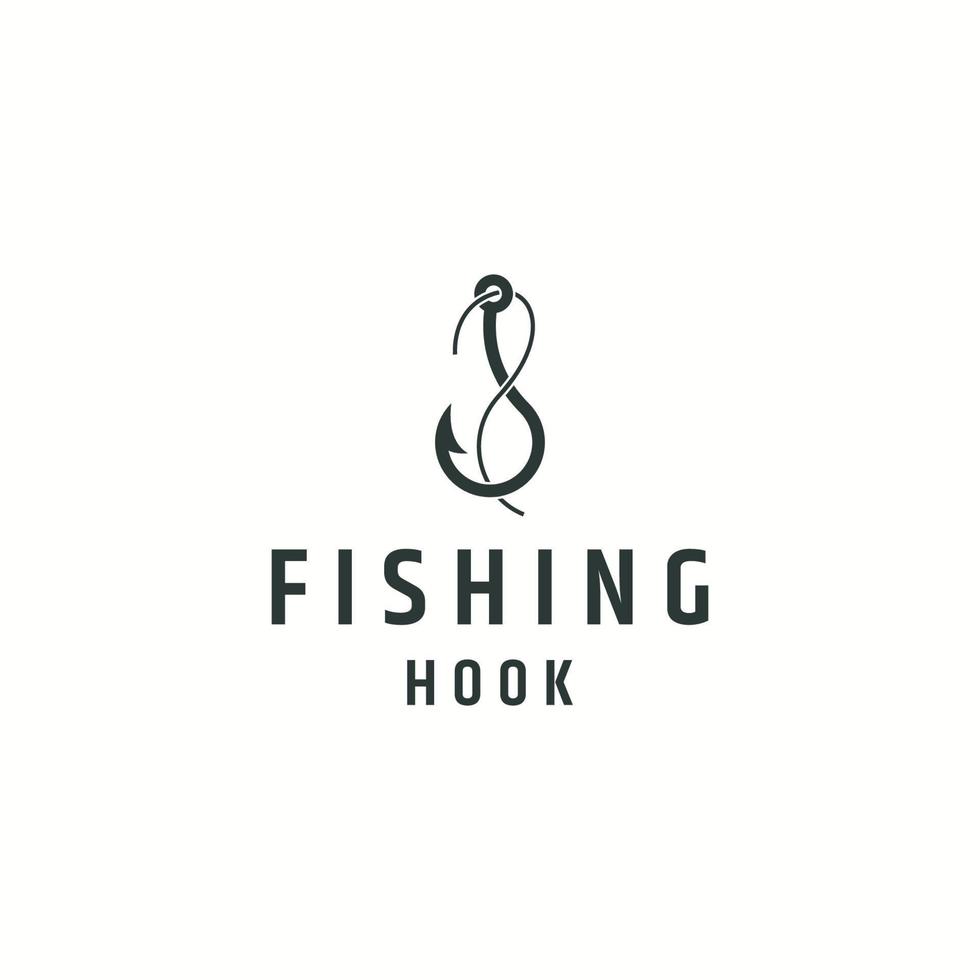 modèle de conception d'icône de logo de crochet de pêche vecteur plat