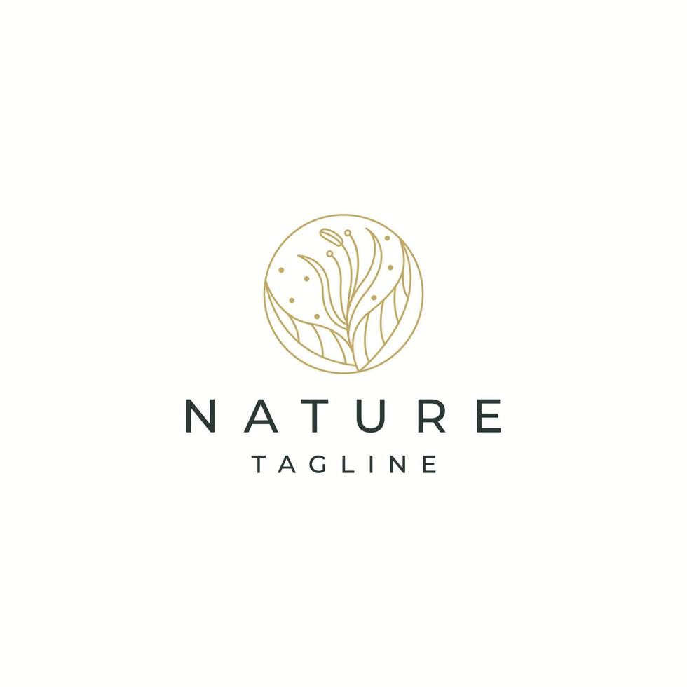 nature luxueuse, feuille, arbre ou fleur logo botanique icône modèle de conception vecteur plat