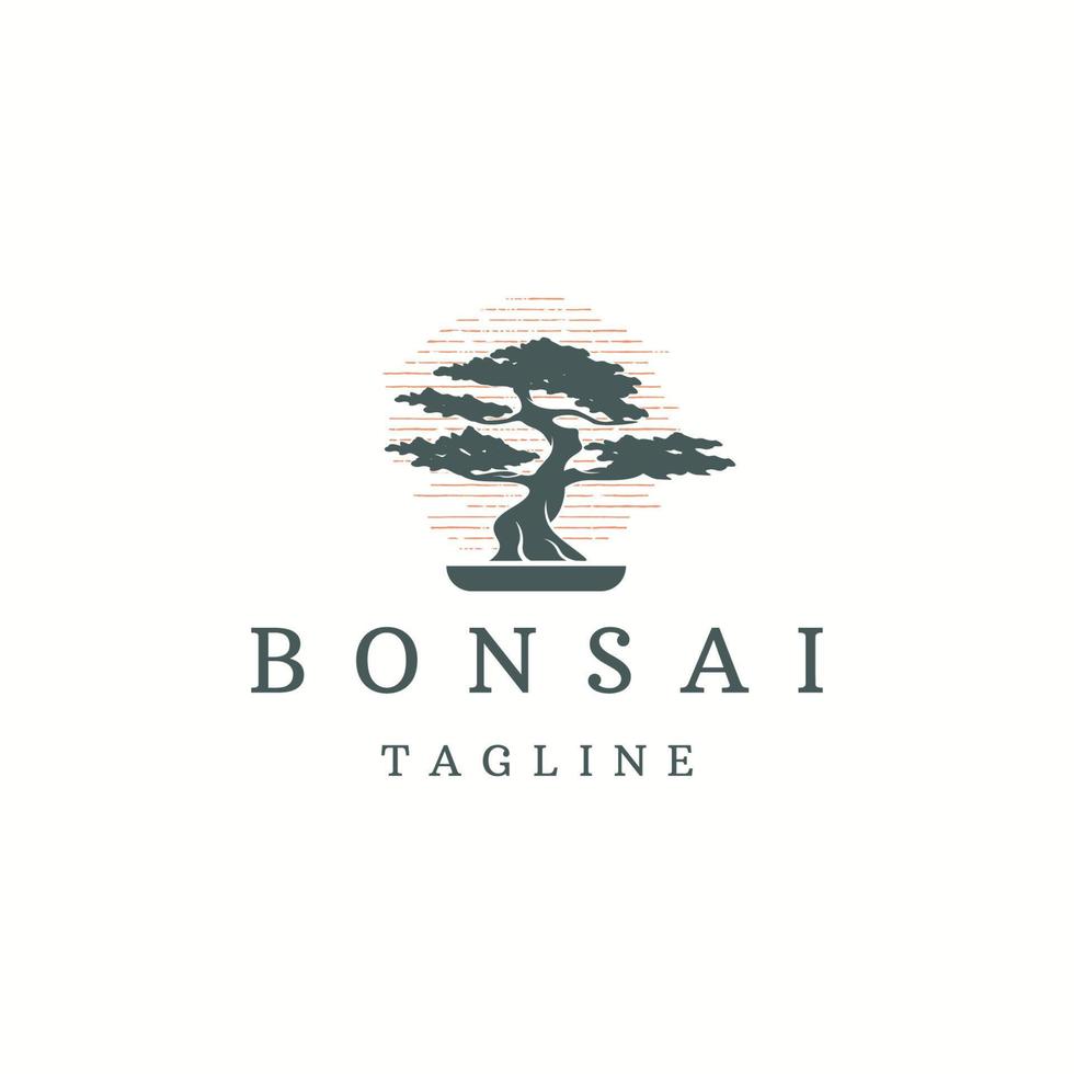 bonsaï plante arbre logo icône modèle de conception vecteur plat