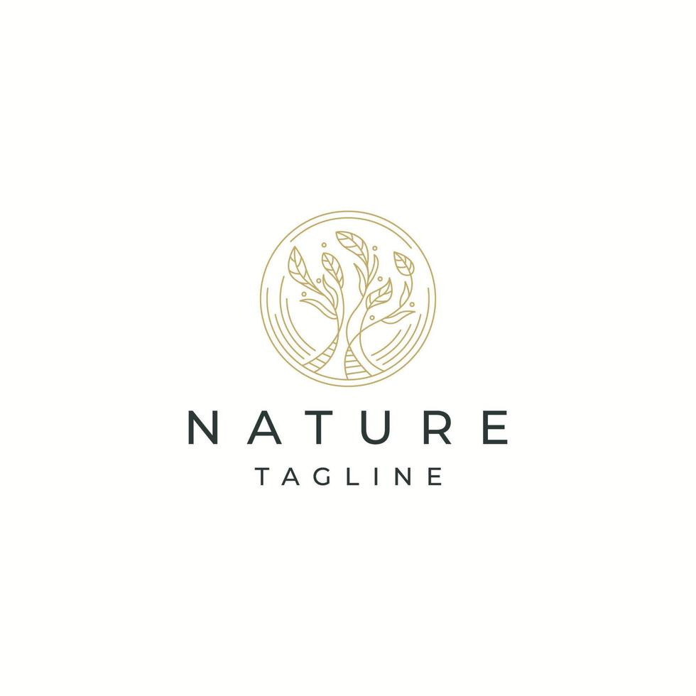 nature luxueuse, feuille, arbre ou fleur logo botanique icône modèle de conception vecteur plat